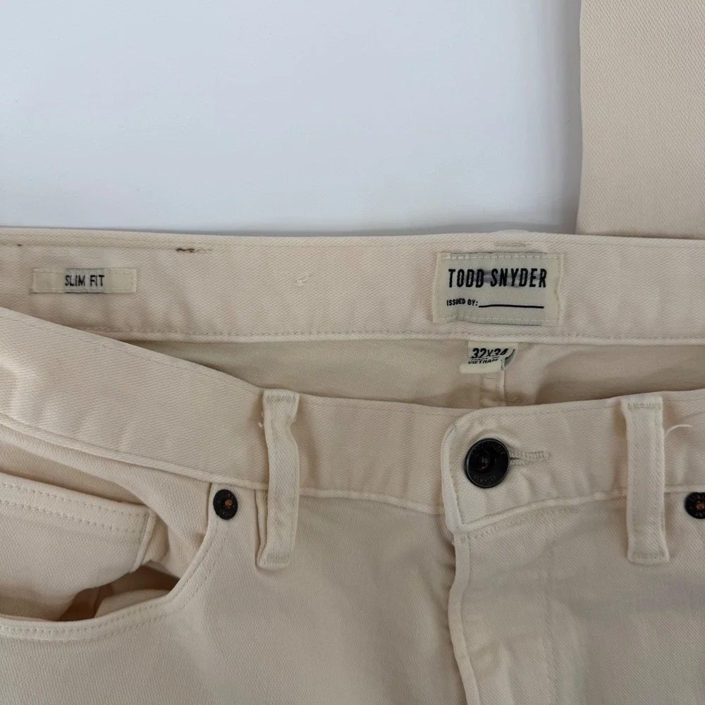 Todd Snyder‎ Chino Pants Mens 32x34 Cream Slim Fit 5-Pocket Stretch Beige Jeans